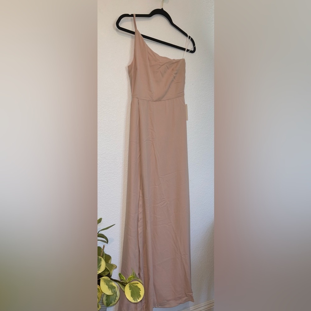SHOW ME YOUR MUMU Shannon One Shoulder Dress Dusty Blush Crisp Bridesmaid Sz S - Picture 5 of 16